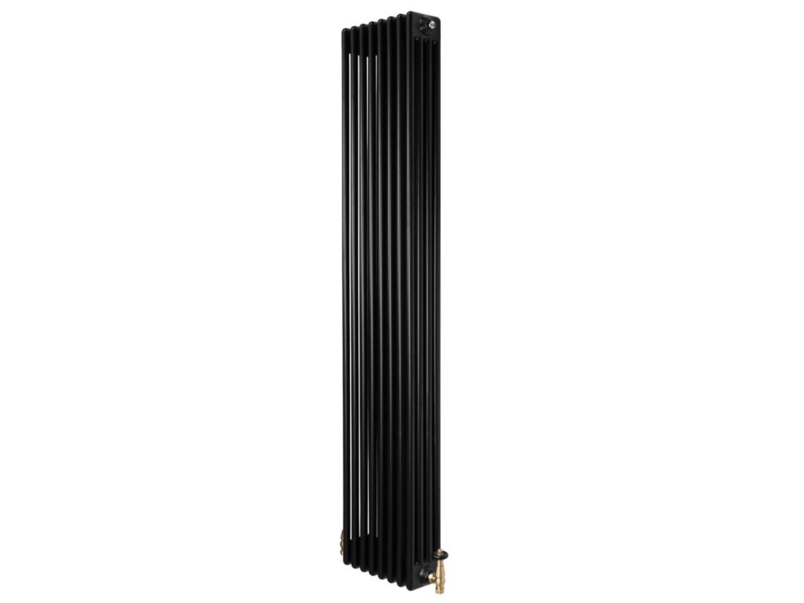 Radiador Vertical Tradicional 4 Colunas 1800x380 Mm Preto 2304w + Válvulas Termostáticas – Aço Carbono, Aquecimento