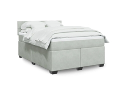 Vidaxl Cama Com Molas/colchão 140x200 Cm Veludo Cinzento-claro