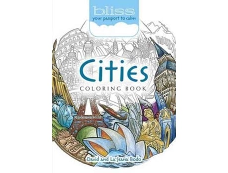 Livro bliss cities coloring book de david bodo (inglês)