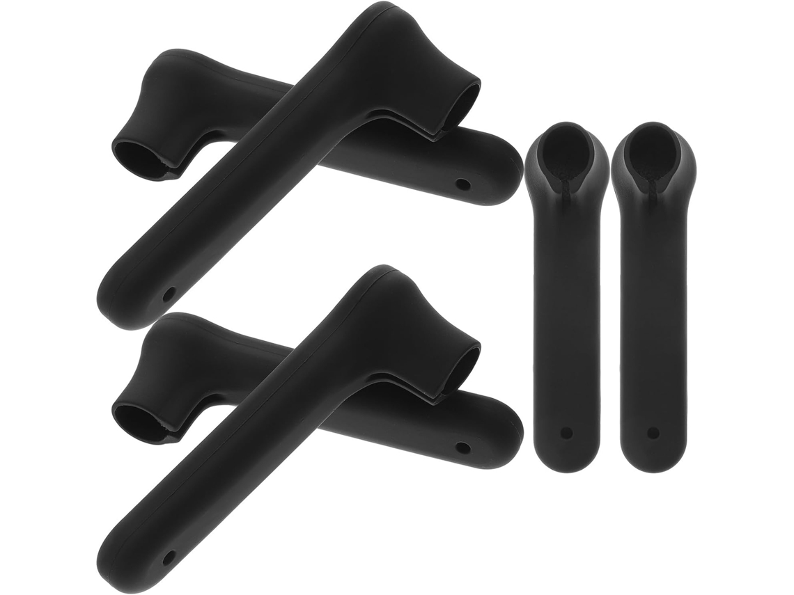 Conjunto De 6 Capas Silicone À Prova Colisão Para Maçanetas Portas Internas, Na Cor Preta