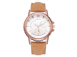Relógio de Pulso Masculino de Quartzo com Pulseira Pu Estilo Casual e Negócio Café