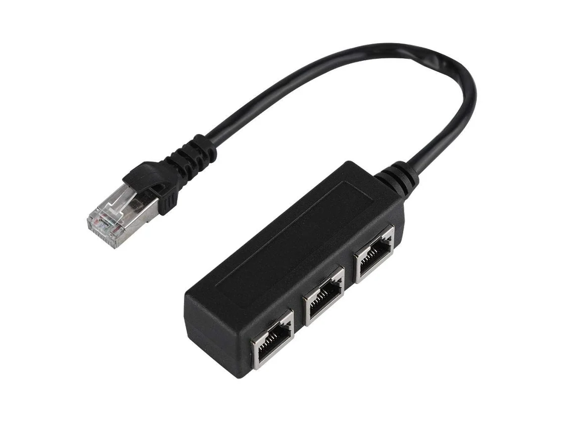 Cabo Extensor De Hub Ethernet Rj45 Macho Para 3 Fêmeas, Adaptador Divisor De Interface Ethernet