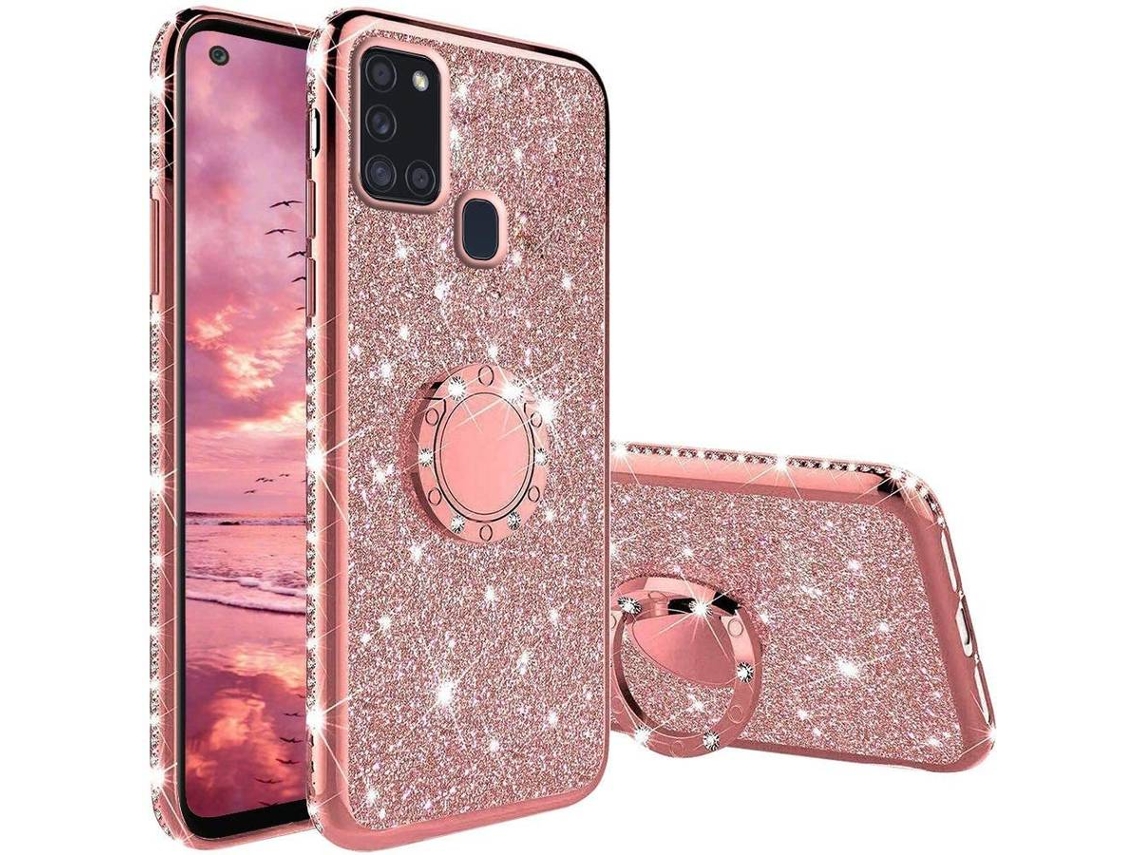 Capa Samsung Galaxy A21s HONGWE. Dourado/Rosa