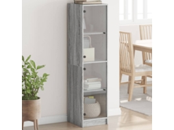 Vidaxl Aparador Alto C/ Portas De Vidro 35x37x142 Cm Cinzento Sonoma