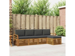 Vidaxl Conjunto De Sofás Para Exterior 5 Unid. Natural E Antracite
