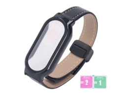 Pulseira Para Mi Band 8 De Couro Pu Com Fivela Magnética Ajustável