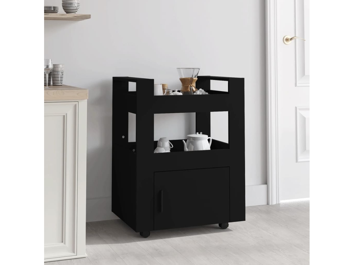 Vidaxl Carrinho De Cozinha 60x45x80 Cm Derivados De Madeira Preto