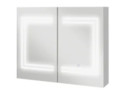 Armário de casa de banho com espelho, luz LED, interruptor tátil, cor da luz ajustável, 80x15x65cm branco S/MARCA