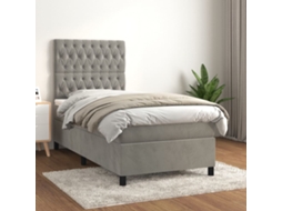 Vidaxl Cama Com Molas/colchão 80x200 Cm Veludo Cinza-claro