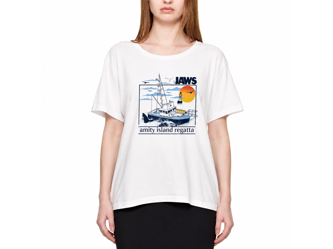Rockinstone Jaws Movie Amity Island Regatta White Adult Shirt Size:xxxl