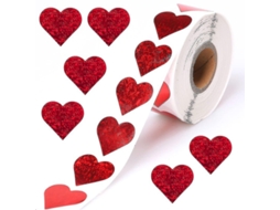 500 Adesivos De Coração Vermelho Holoférico 1'', Decorativos Para Dia Dos Namorados, Scrapbook E Decoração Infantil