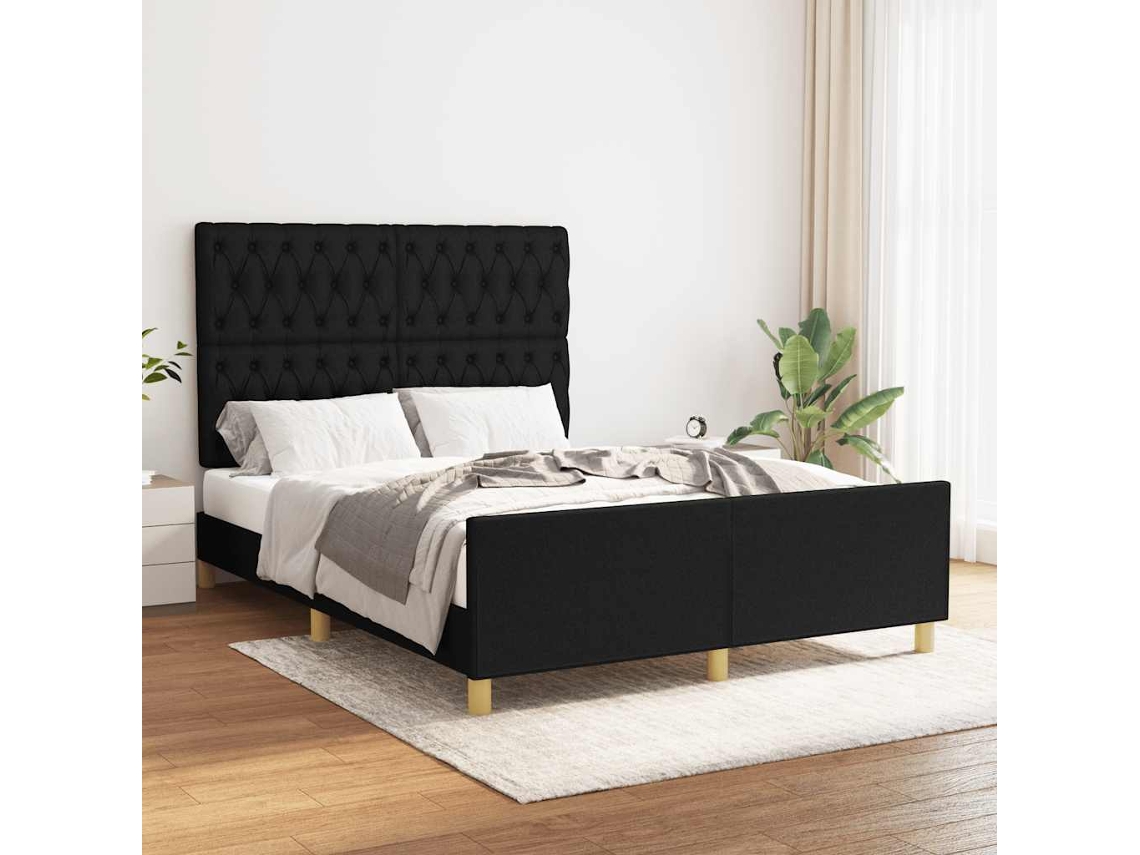 Vidaxl Estrutura De Cama Sem Colchão 140x190 Cm Tecido Preto