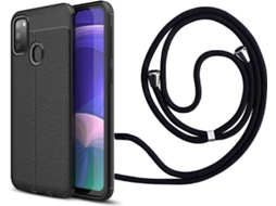 Capa Samsung M21 Rugged Leather com Fita Preto