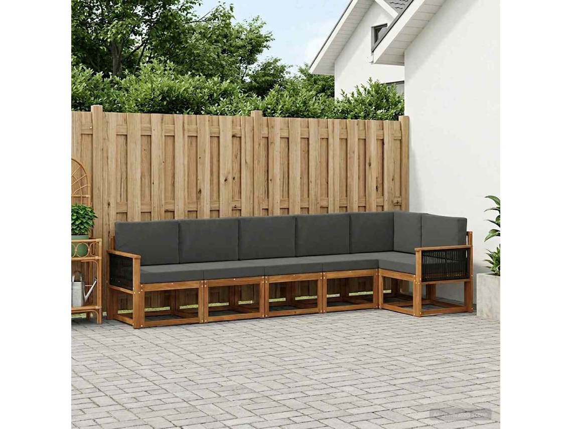 Vidaxl Conjunto De Sofás Para Exterior 6 Pcs Natural E Antracite