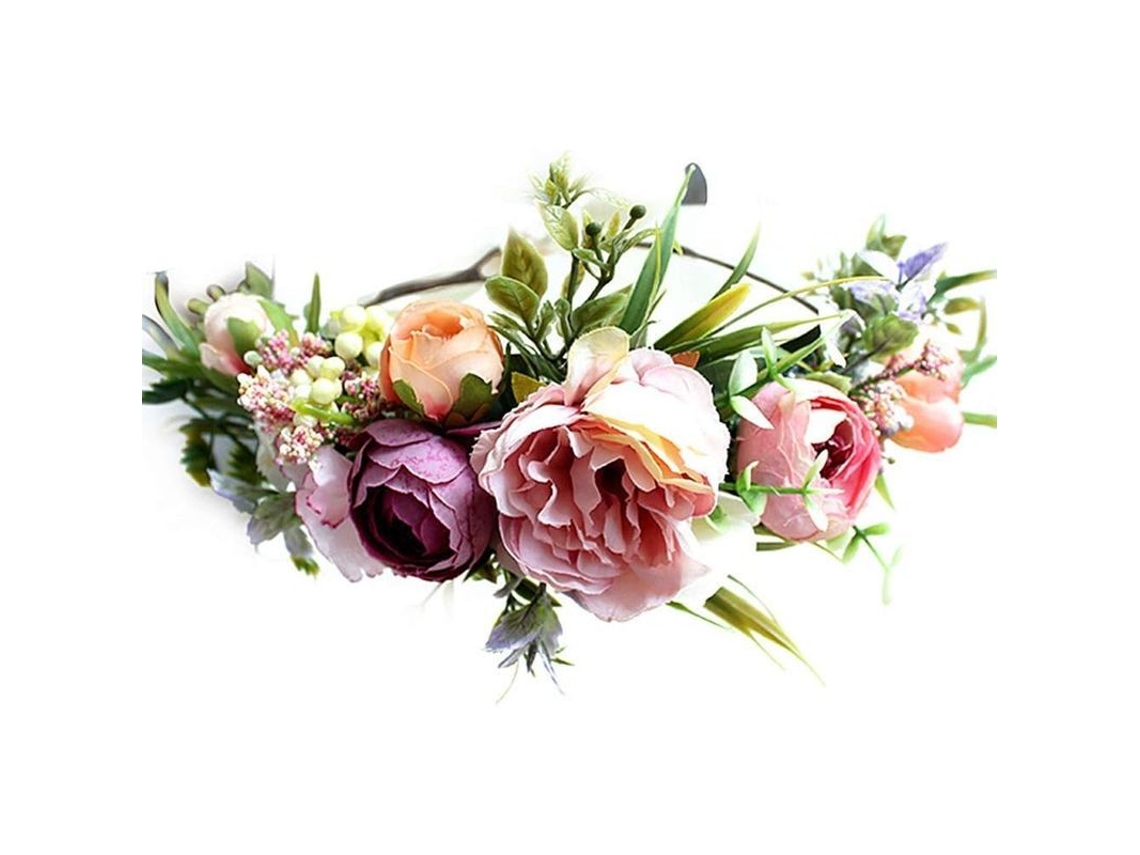 Diadema Floral Ajustável Com Cinta Coroa De Flores Para Festa Casamento Praia Presente