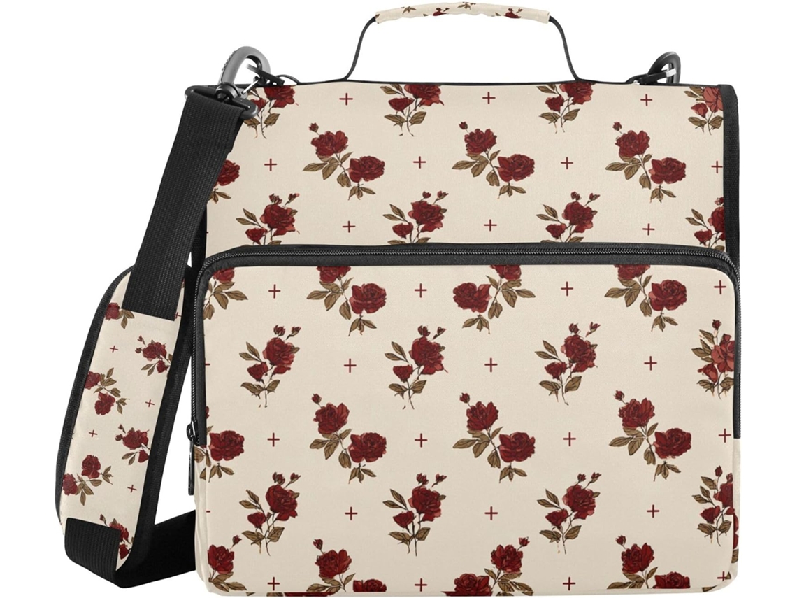 Pasta de papel com tâmara e alça em formato Rosa Cruz, várias sacolas, 3, 8 cm 1, 5 Polegadas, 3 porta-lápis