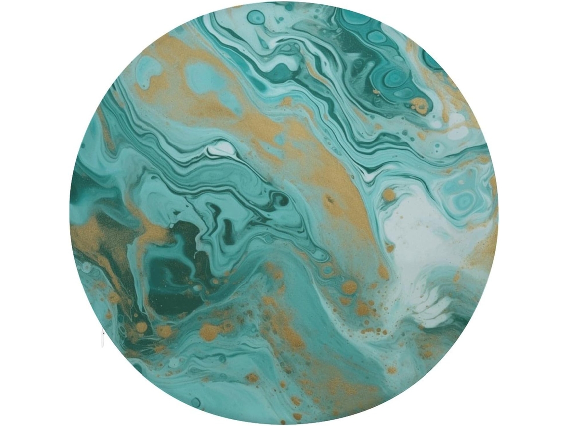 Almofada Quadrada Com Estampa De Mármore Azul Petróleo E Dourado, Almofada Macia E Confortável, Almofada Decorativa