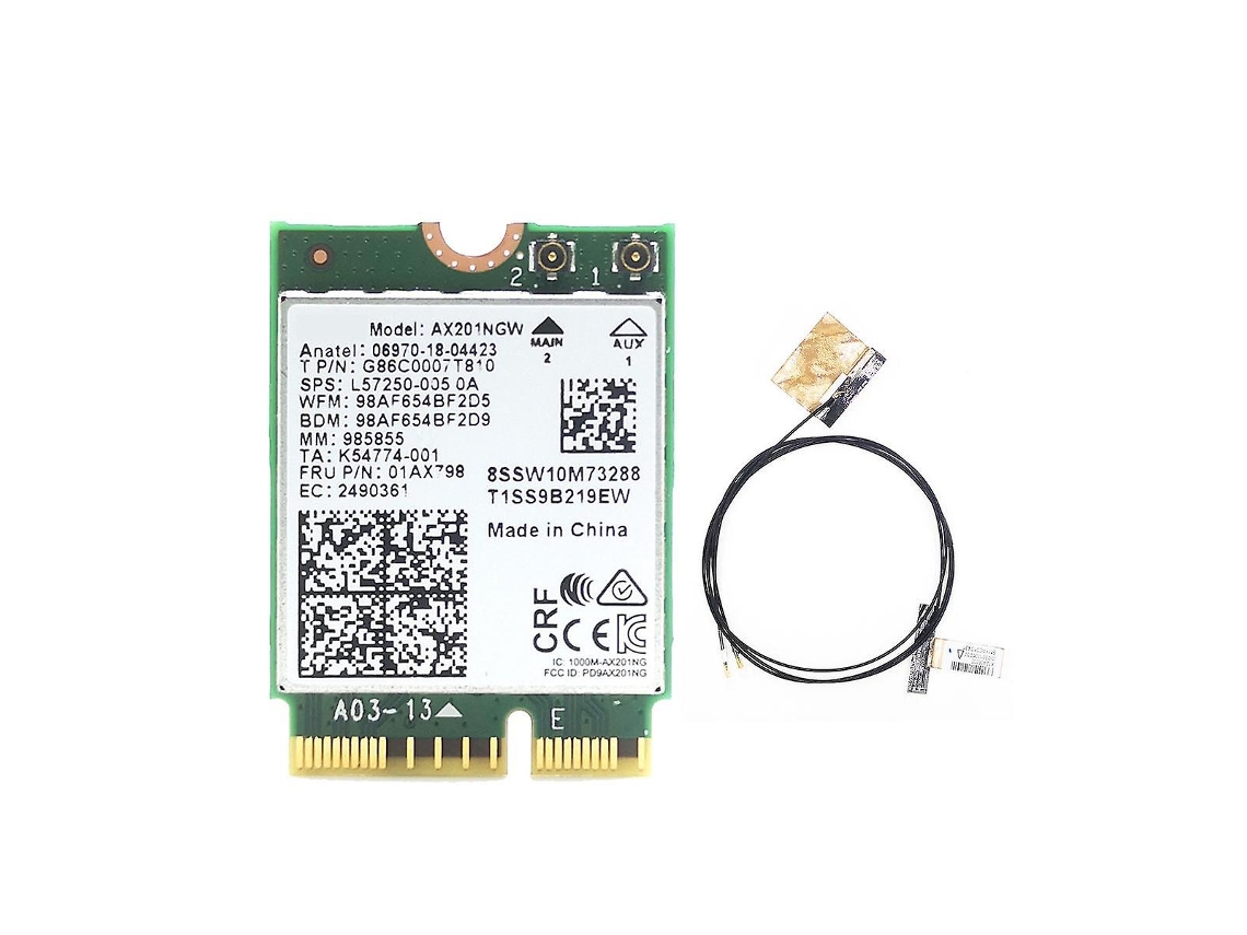 Ax201 Ax201ngw Placa Wifi Com 2 Antenas M.2 Cnvio2 2,4 Ghz/5 Ghz Wifi 6 3000mbps Bluetooth 5.1 Wifi Slowmoose