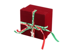 Caixa de Presente de Veludo Vermelho para Natal e Ano Novo com Decoração de Maçã | S/MARCA