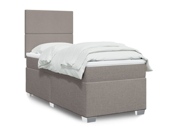 Vidaxl Cama Com Molas/colchão 100x200 Cm Tecido Cinza-acastanhado