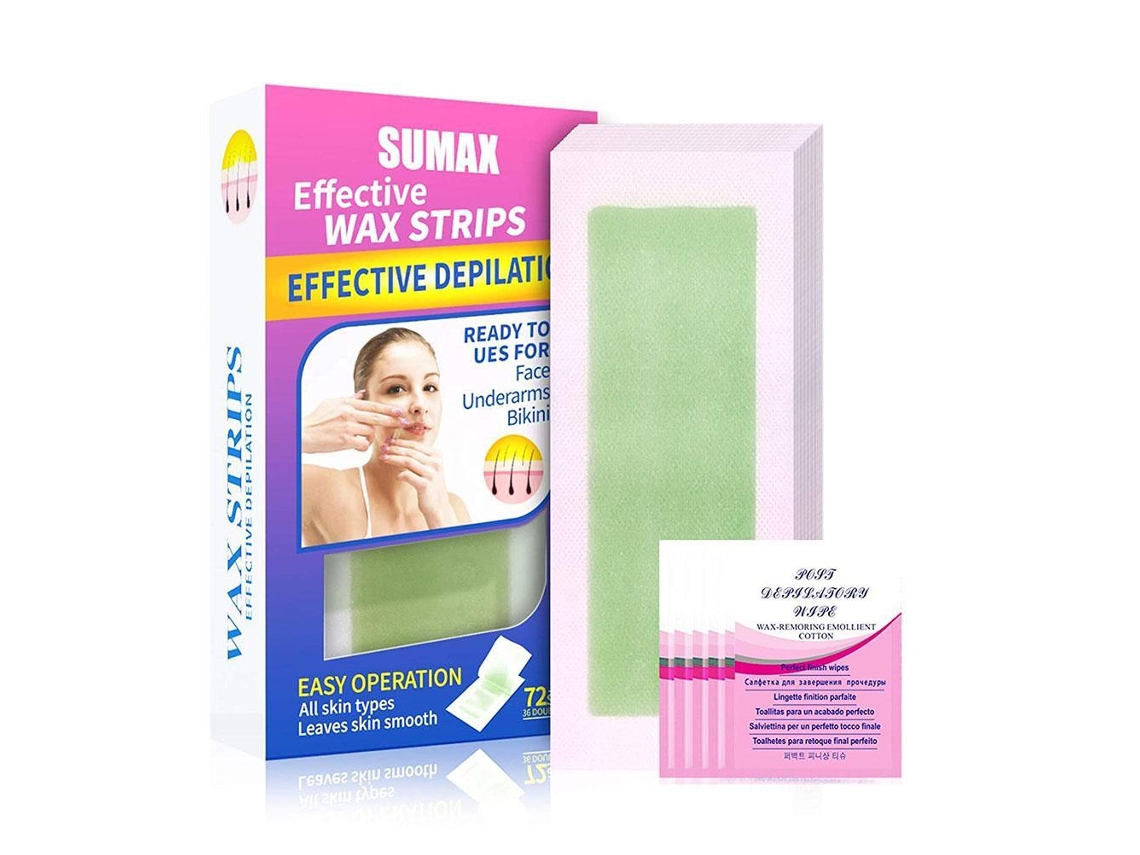 72 Fitas De Cera Para Lábios Para Mulheres, Fitas Depilatórias Faciais Para Todos Os Tipos De Pele Com 4 Algodões De Limpeza