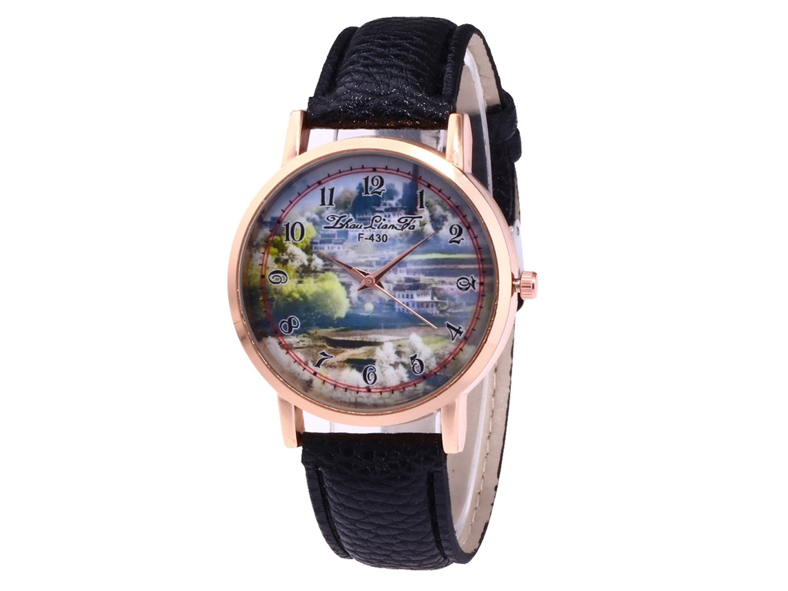 Reloj De Cuarzo Con Correa De Cuero Pu Moda Para Mujer Dial Redondo Simple