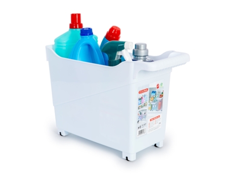 Cesto Organizador Sobre Rodízios Nº 3 Ideal Debaixo do Lava-Loiça PLASTIC FORTE (Branco)