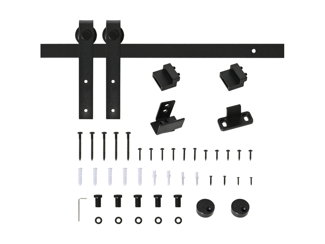 Sistema de porta de correr BTFORUS para porta simples em marrom carbono (183x0,6x18 cm)