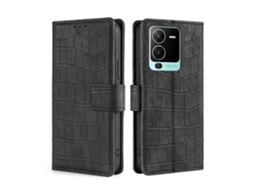 Capa De Couro Com Fecho Magnético E Sensação De Pele De Crocodilo Para Vivo V25 Pro 5g