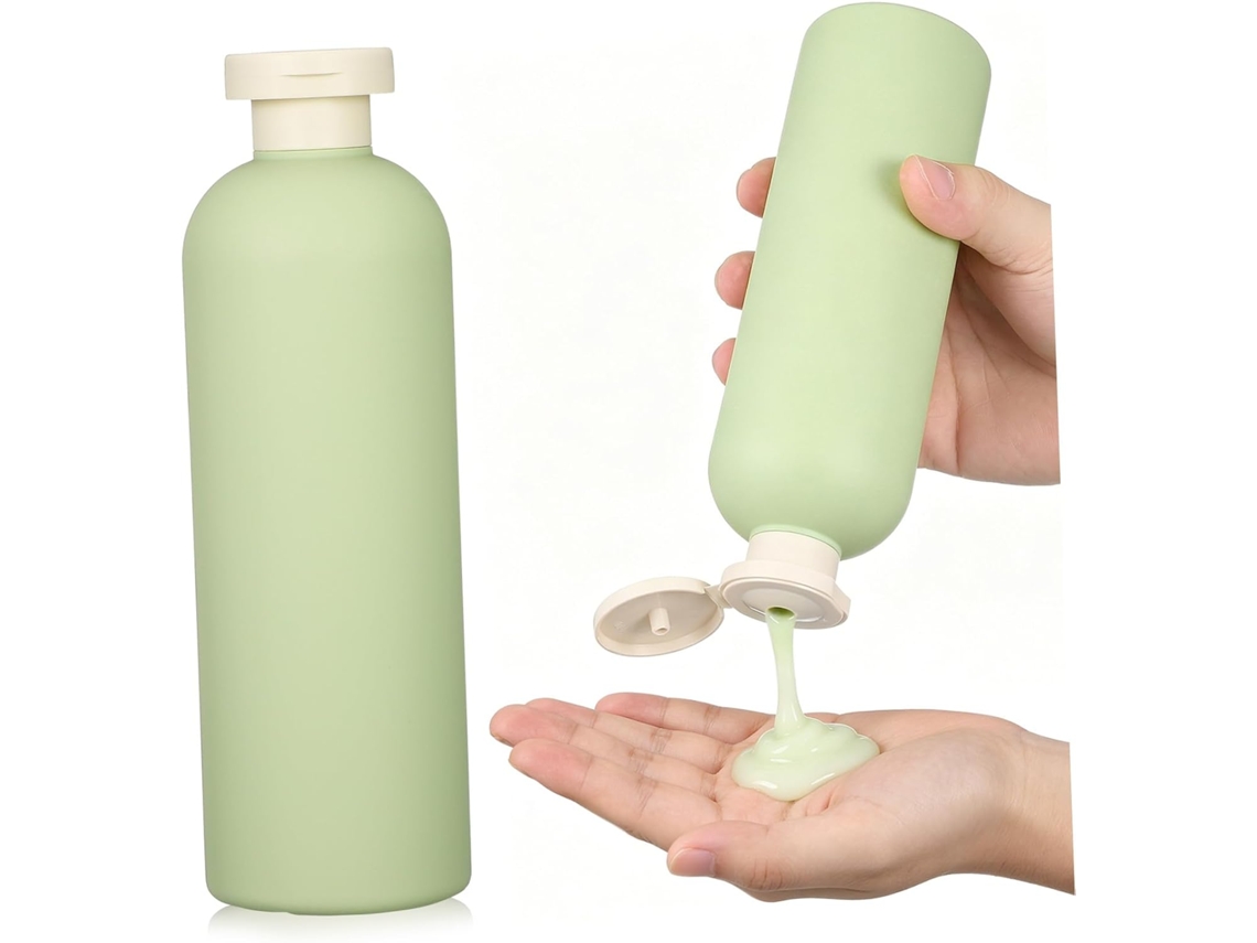 Conjunto De 2 Frascos Macios Para Shampoo E Loção Com Tampas Flip-top