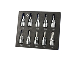 Conjunto De 10 Soquetes Torx Invioláveis​​ Para Aço Cr, V Para Ferramentas Manuais: T10, T15, T20, T25, T27, T30, T40, T45, T50 E T55