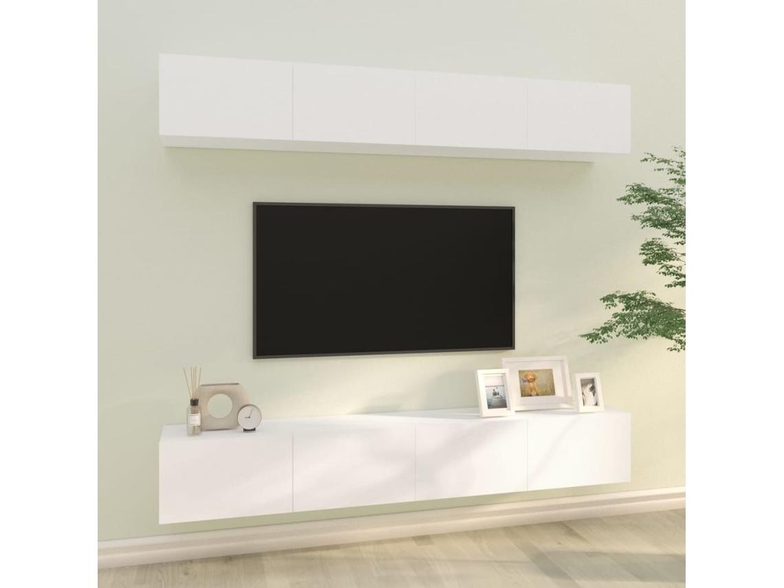 Vidaxl Armários De Parede P/ Tv 4 Pcs 100x30x30 Cm Branco
