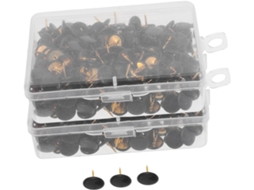 600 alfinetes fotográficos com cabeças redondas e planas, feitos de plástico e metal, pretos, para inserção em galerias e galerias.
