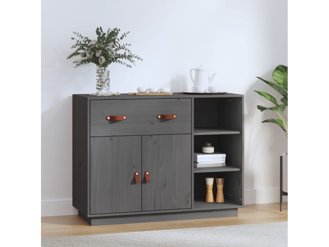 Vidaxl Mesa Consola 98,5x40x75 Cm Madeira De Pinho Maciça Cinza