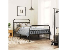 Vidaxl Estrutura De Cama Com Cabeceira E Pés 107x203 Cm Metal Preto