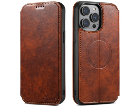 Capa Magsafe Para Iphone 12 Pro Max Suteni Pele Sintética Laranja