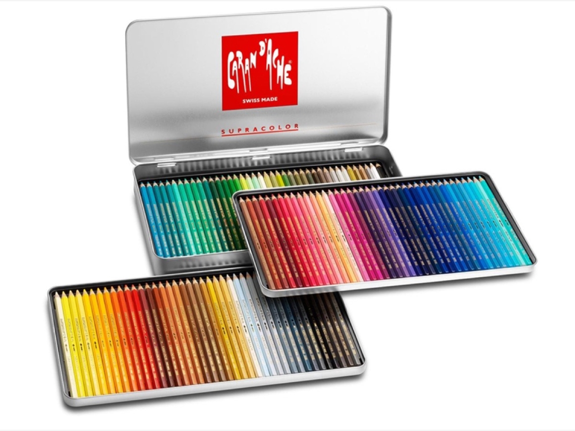 Lápis CARAN D'ACHE Supracolor Caixa Metálica com 120 Cores