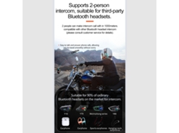 Fone de Ouvido Bluetooth 5.0 para Capacete Moto com Cancelamento de Ruído 1000m