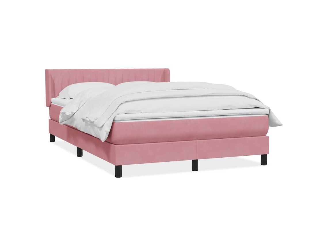 Vidaxl Cama Com Molas/colchão 140x220 Cm Veludo Rosa