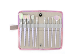 Conjunto de 10 com Cerdas Gradientes e Bolsa Premium Pincel de Pó Sintético para Misturar Pincel Colorido Bolsa LUUCOZK