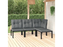 Vidaxl 4 Pcs Conjunto Lounge De Jardim Vime Pe Preto E Cinzento