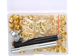 Kit Com 100 Ilhós E Ferramentas Para Conserto De Tecidos, Lonas, Cortinas,