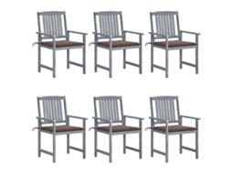 Vidaxl Cadeiras De Jardim C/ Almofadões 6 Pcs Acácia Maciça Cinzento