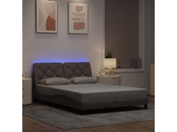 Cama De Casal Led Sem Lovely Home Madeira Tecido Cinzento (140x200)