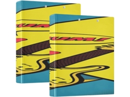 Pop Art Amarelo Guitarra Pasta 1 2 Polegada Com Prancheta, Pacote Com 1 2 Unidades, Material De Mesa, 200 Folhas