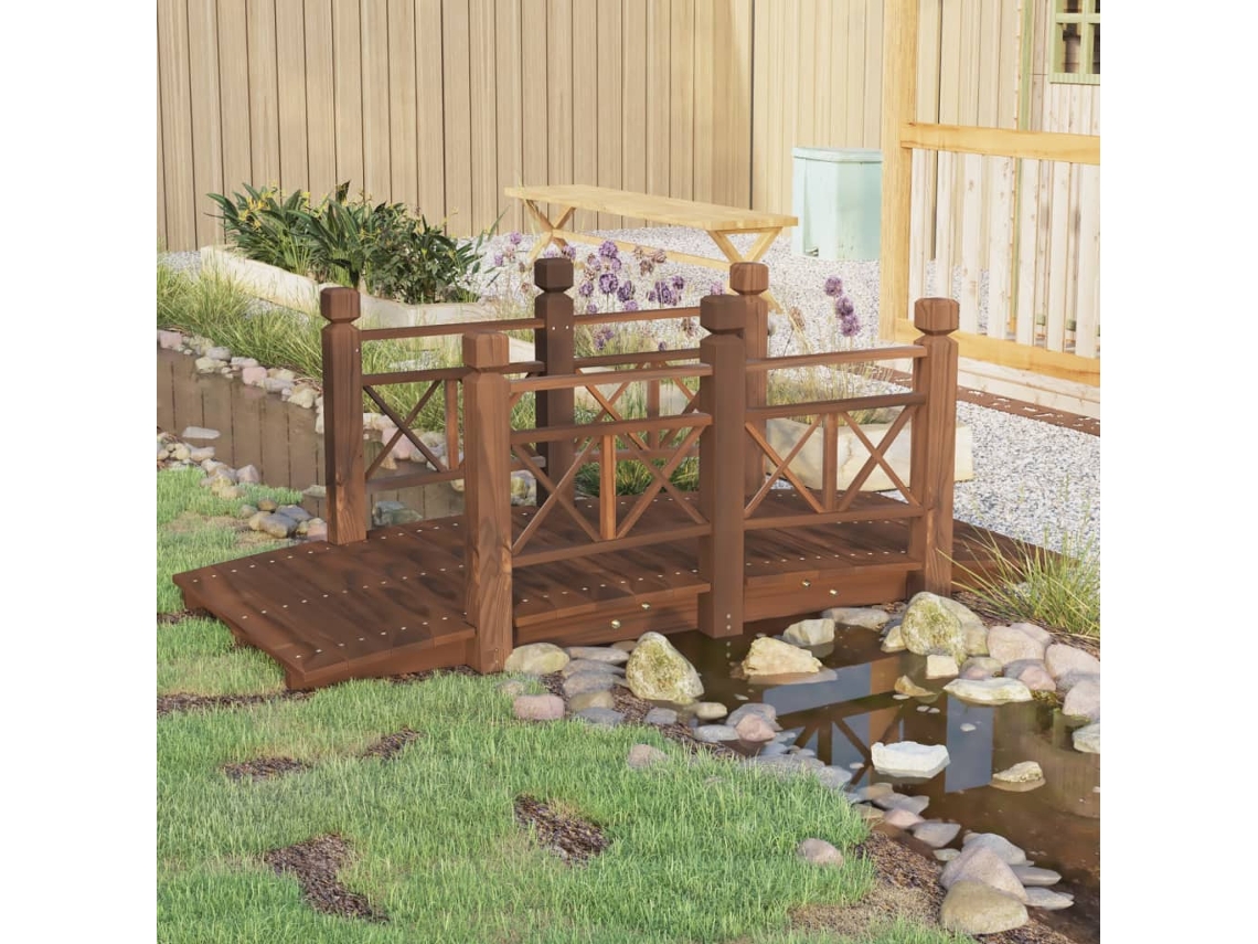 Vidaxl Ponte De Jardim Com Corrimões 150x67x56 Cm Abeto Maciço