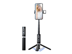 Selfie Stick Luz Preenchimento Ultra Longa Preto