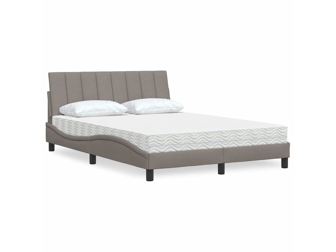 Vidaxl Cama Com Colchão Hanko 120x200 Cm Tecido Castanho-acinzentado