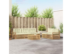 Vidaxl Conjunto De Sofás Para Exterior 6 Unid. Branco E Creme