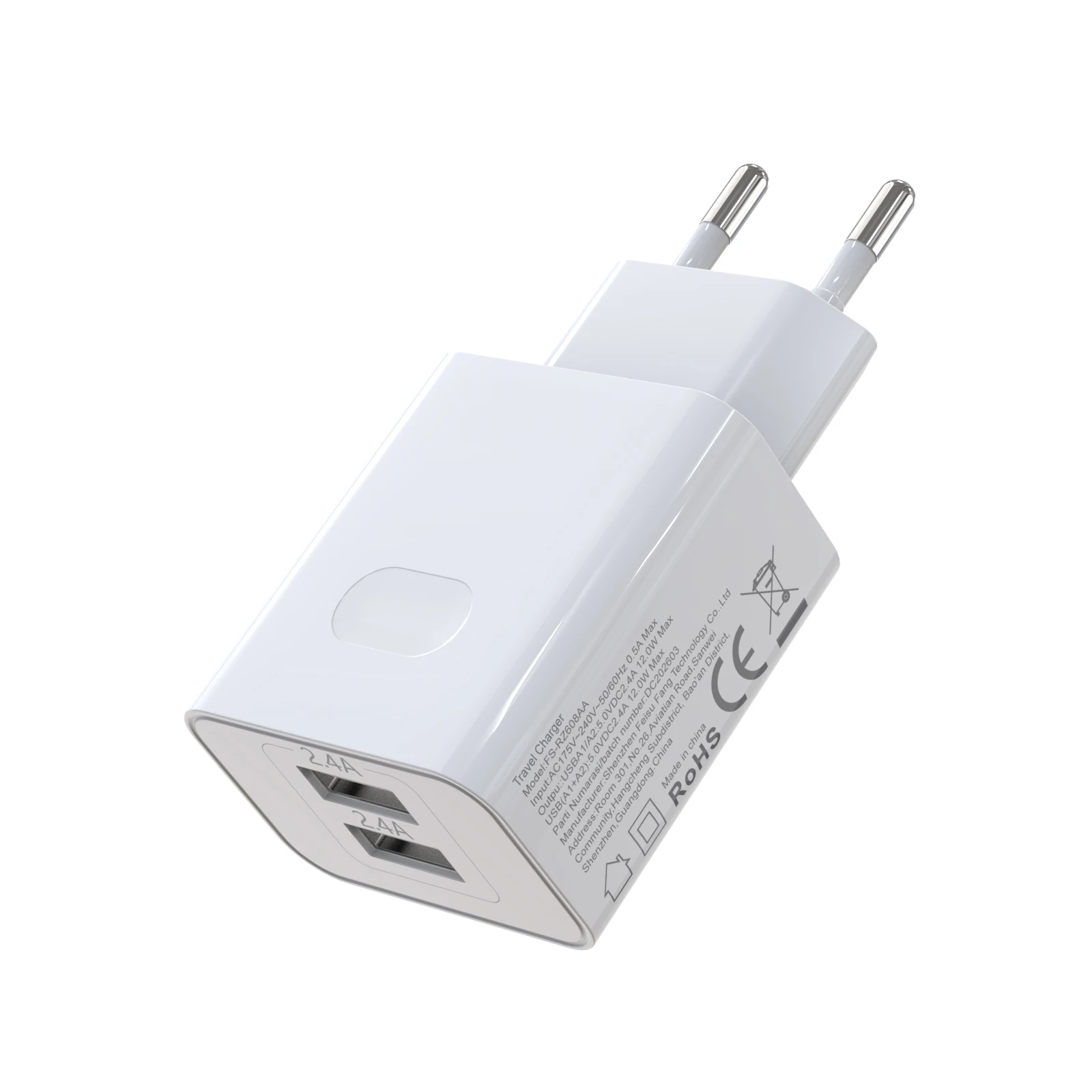 Adaptador De Carregamento Usb-a Com 2 Portas Usb-a (branco)